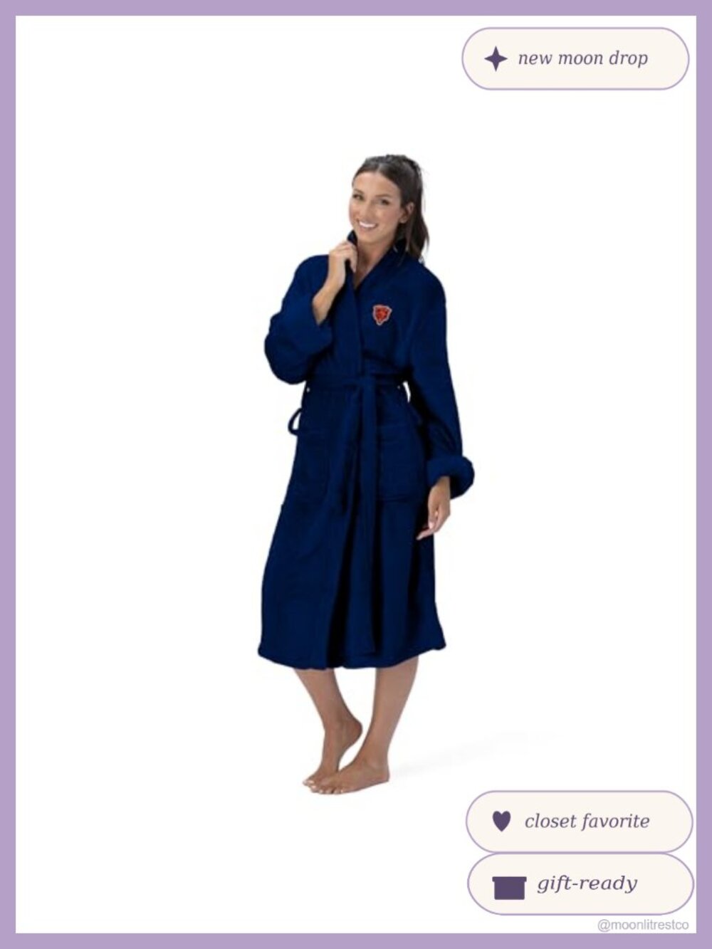 NFL Chicago Bears Silk Touch Bathrobe Unisex Robe Fleece Lounging